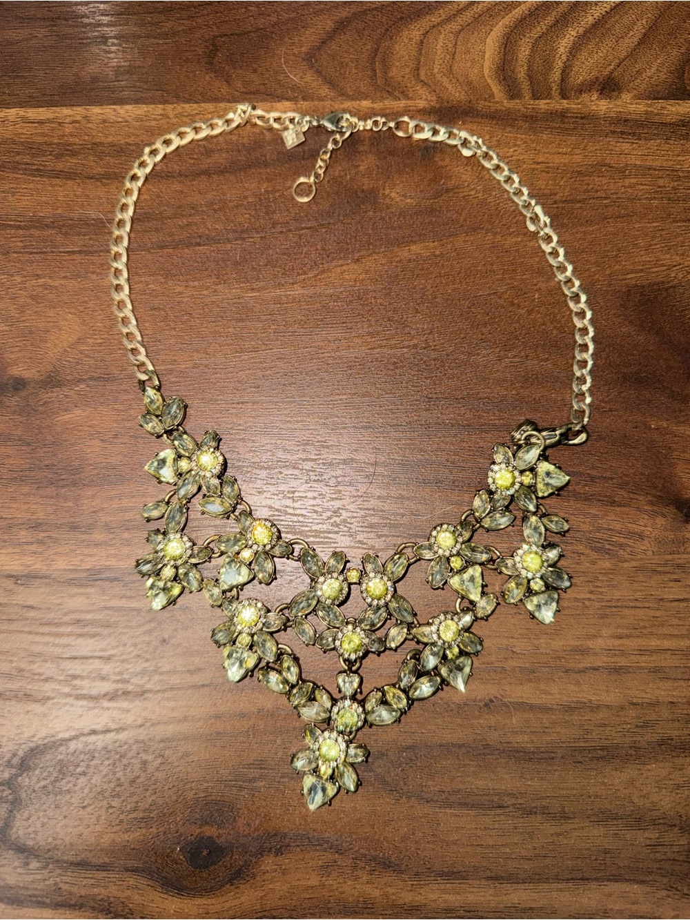 Banana Republic Gold Floral Crystal Bib Necklace with Yellow Accents